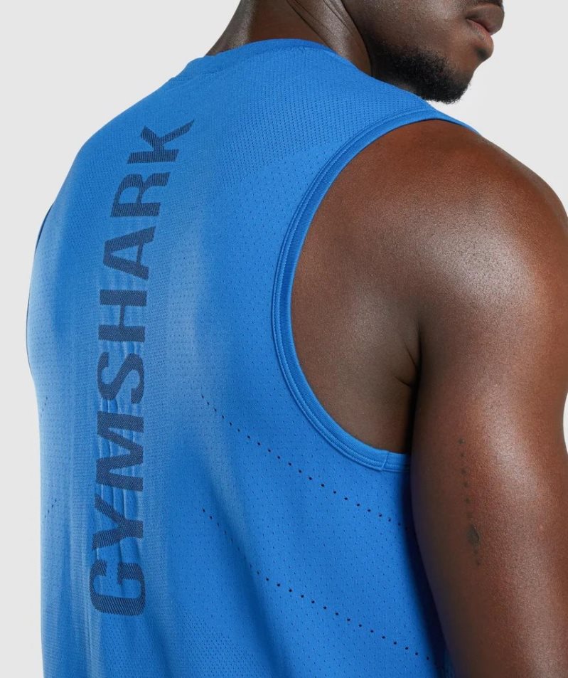 Men's Gymshark Apex Tanks Blue | CA D187A3